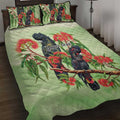 Australia Black Cockatoo and Eucalyptus Quilt Bed Set Green Spirit of Aussie Native Bird - Aussie Hoodie
