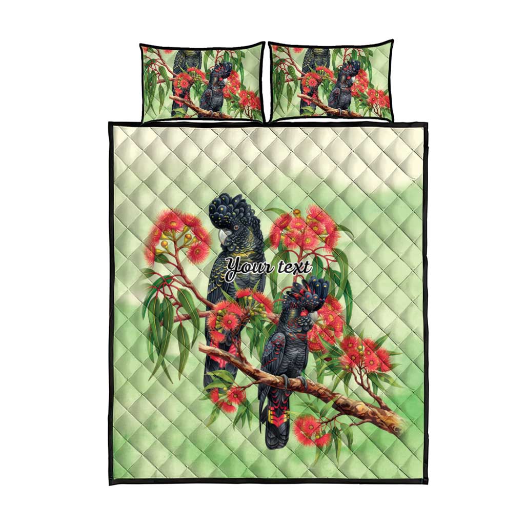 Australia Black Cockatoo and Eucalyptus Quilt Bed Set Green Spirit of Aussie Native Bird - Aussie Hoodie