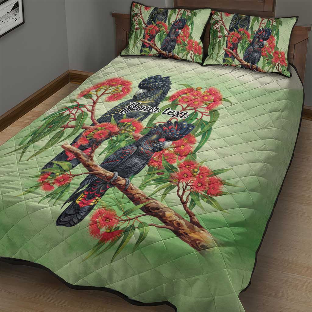 Australia Black Cockatoo and Eucalyptus Quilt Bed Set Green Spirit of Aussie Native Bird - Aussie Hoodie
