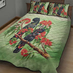 Australia Black Cockatoo and Eucalyptus Quilt Bed Set Green Spirit of Aussie Native Bird - Aussie Hoodie