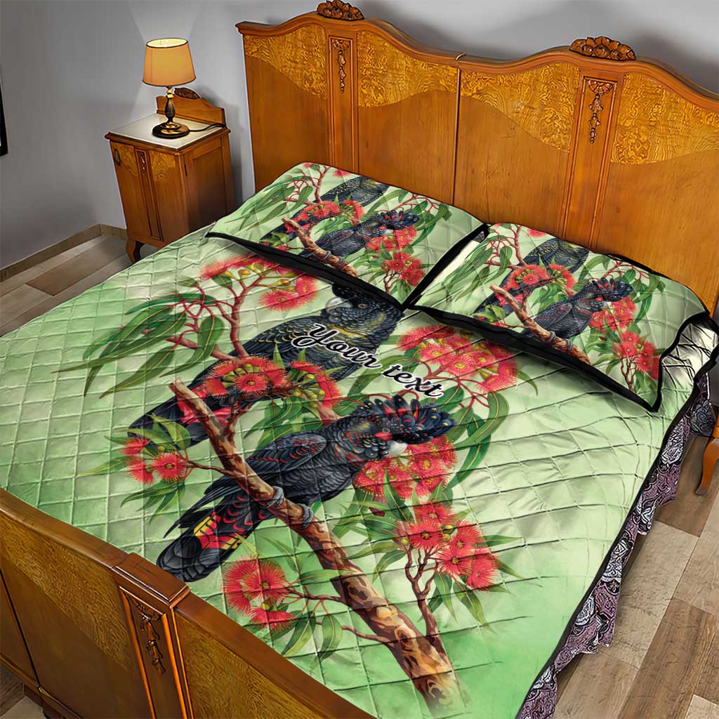 Australia Black Cockatoo and Eucalyptus Quilt Bed Set Green Spirit of Aussie Native Bird - Aussie Hoodie
