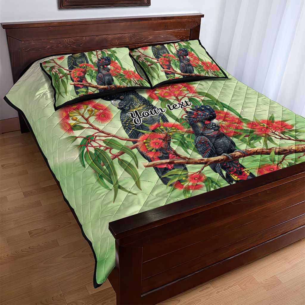 Australia Black Cockatoo and Eucalyptus Quilt Bed Set Green Spirit of Aussie Native Bird - Aussie Hoodie