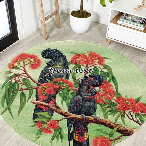 Australia Black Cockatoo and Eucalyptus Round Carpet Green Spirit of Aussie Native Bird - Aussie Hoodie