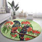 Australia Black Cockatoo and Eucalyptus Round Carpet Green Spirit of Aussie Native Bird - Aussie Hoodie
