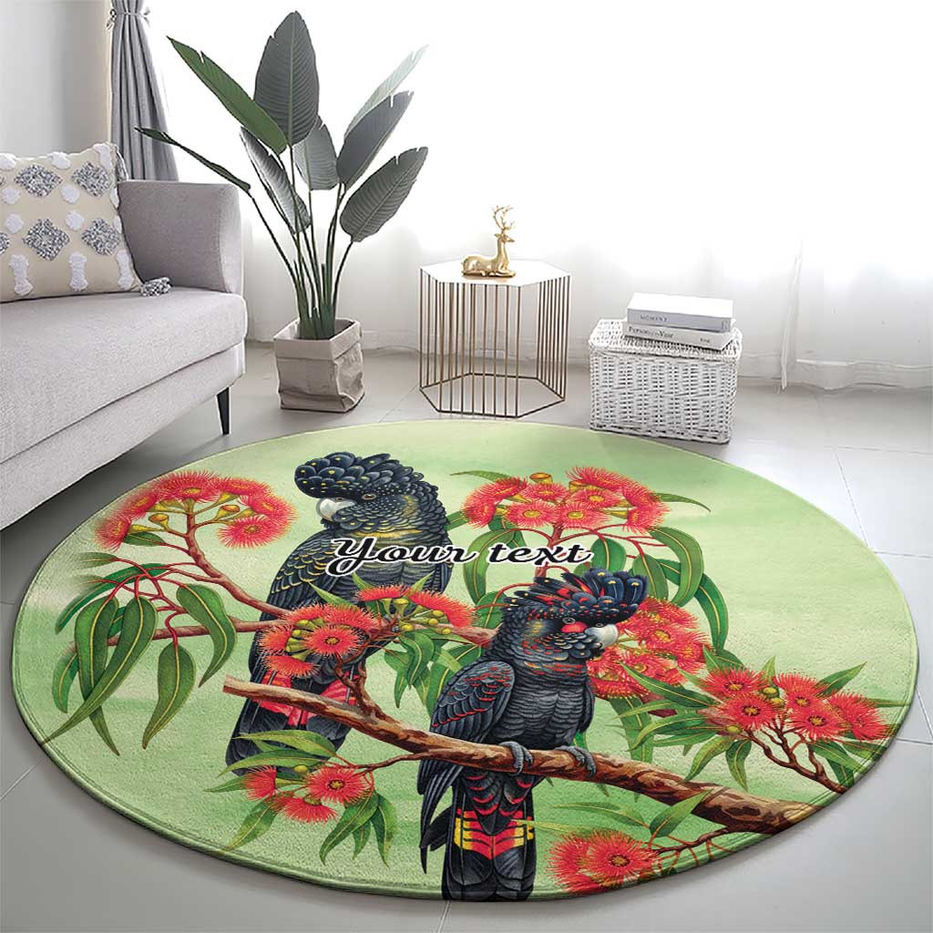 Australia Black Cockatoo and Eucalyptus Round Carpet Green Spirit of Aussie Native Bird - Aussie Hoodie
