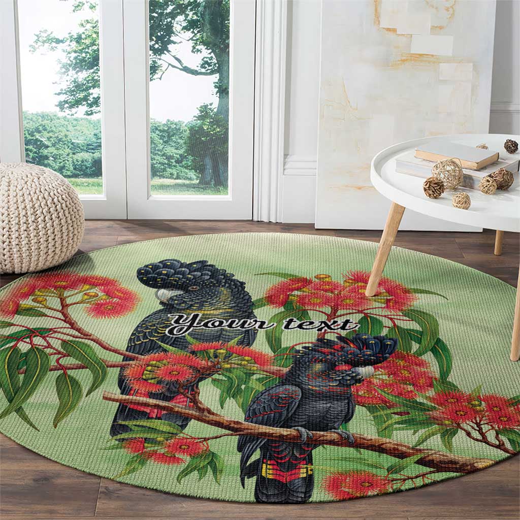 Australia Black Cockatoo and Eucalyptus Round Carpet Green Spirit of Aussie Native Bird - Aussie Hoodie
