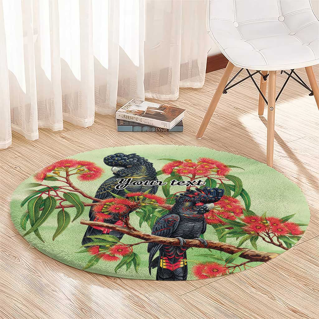 Australia Black Cockatoo and Eucalyptus Round Carpet Green Spirit of Aussie Native Bird - Aussie Hoodie