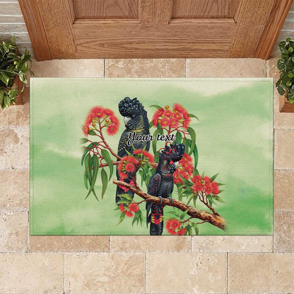 Australia Black Cockatoo and Eucalyptus Rubber Doormat Green Spirit of Aussie Native Bird - Aussie Hoodie