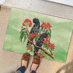 Australia Black Cockatoo and Eucalyptus Rubber Doormat Green Spirit of Aussie Native Bird - Aussie Hoodie