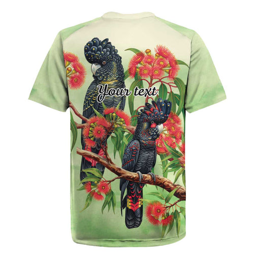 Australia Black Cockatoo and Eucalyptus Rugby Jersey Green Spirit of Aussie Native Bird - Aussie Hoodie