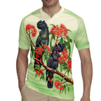 Australia Black Cockatoo and Eucalyptus Rugby Jersey Green Spirit of Aussie Native Bird - Aussie Hoodie