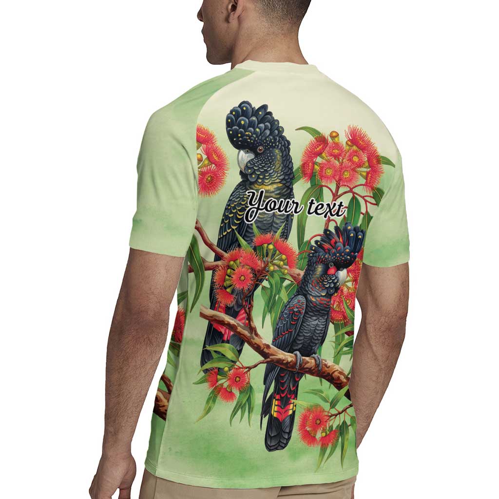 Australia Black Cockatoo and Eucalyptus Rugby Jersey Green Spirit of Aussie Native Bird - Aussie Hoodie