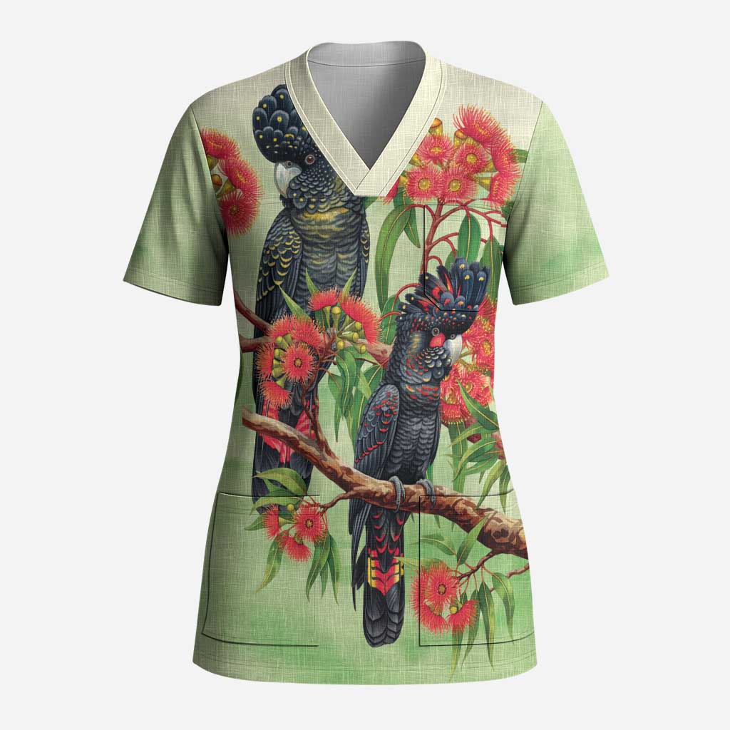 Australia Black Cockatoo and Eucalyptus Scrub Top Green Spirit of Aussie Native Bird - Aussie Hoodie