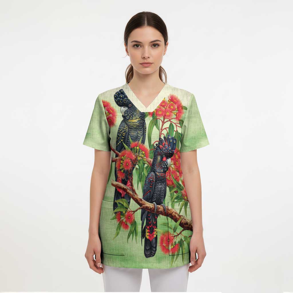 Australia Black Cockatoo and Eucalyptus Scrub Top Green Spirit of Aussie Native Bird - Aussie Hoodie