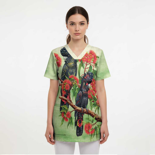 Australia Black Cockatoo and Eucalyptus Scrub Top Green Spirit of Aussie Native Bird - Aussie Hoodie