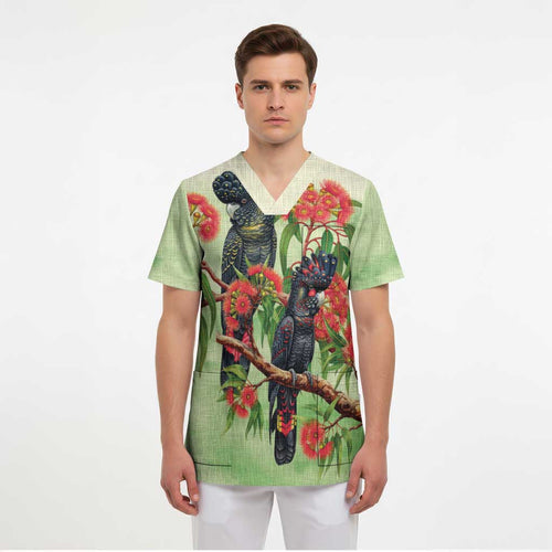 Australia Black Cockatoo and Eucalyptus Scrub Top Green Spirit of Aussie Native Bird - Aussie Hoodie