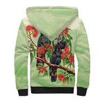 Australia Black Cockatoo and Eucalyptus Sherpa Hoodie Green Spirit of Aussie Native Bird - Aussie Hoodie