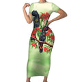 Australia Black Cockatoo and Eucalyptus Short Sleeve Bodycon Dress Green Spirit of Aussie Native Bird - Aussie Hoodie