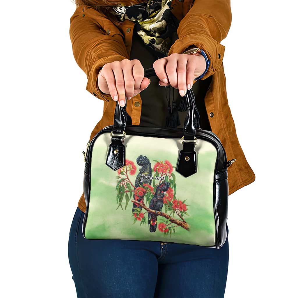 Australia Black Cockatoo and Eucalyptus Shoulder Handbag Green Spirit of Aussie Native Bird - Aussie Hoodie
