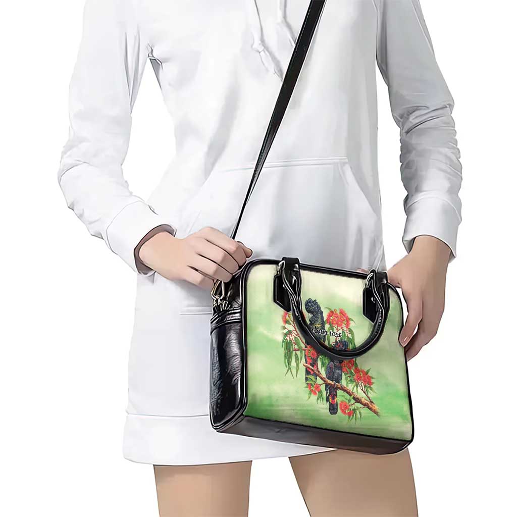 Australia Black Cockatoo and Eucalyptus Shoulder Handbag Green Spirit of Aussie Native Bird - Aussie Hoodie