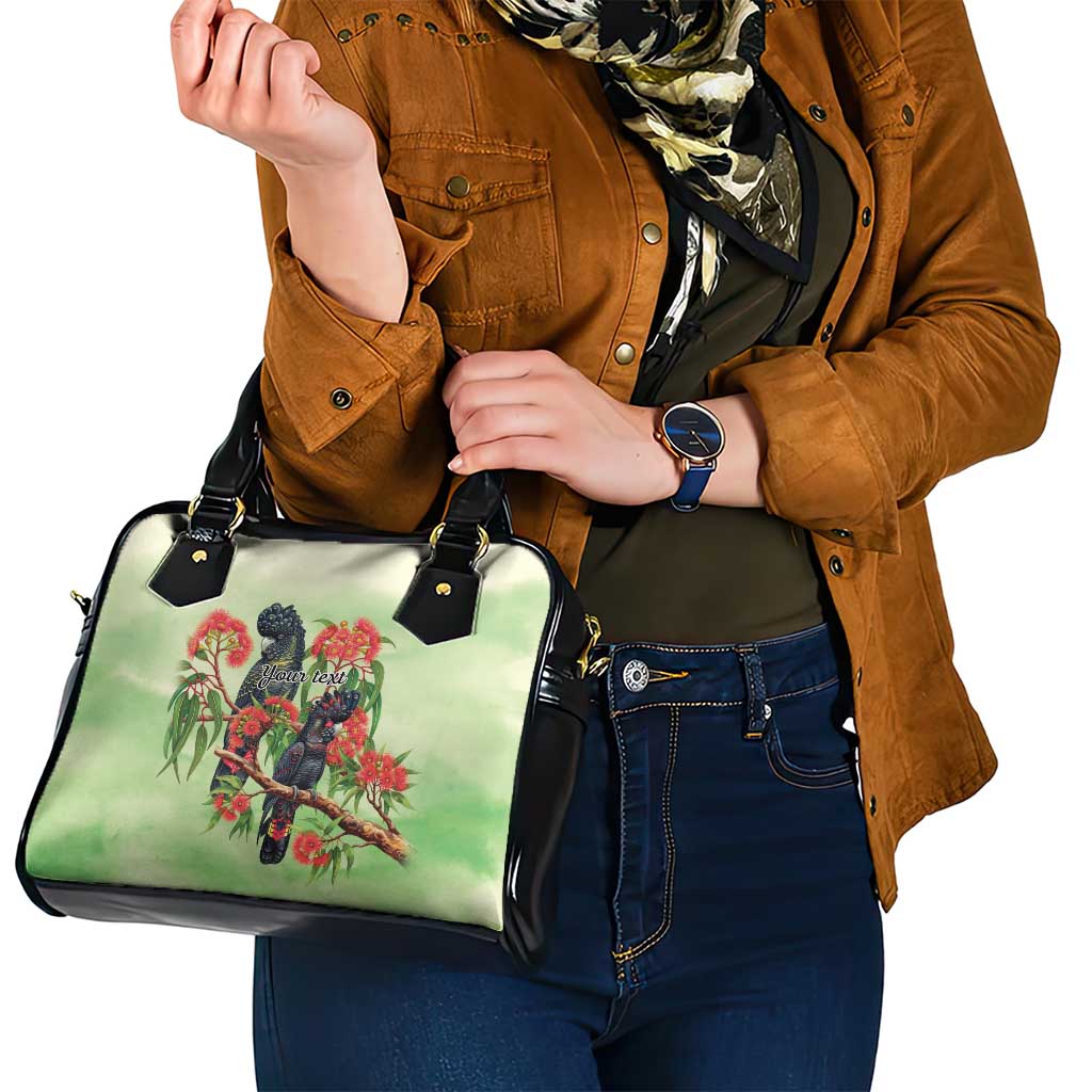 Australia Black Cockatoo and Eucalyptus Shoulder Handbag Green Spirit of Aussie Native Bird - Aussie Hoodie