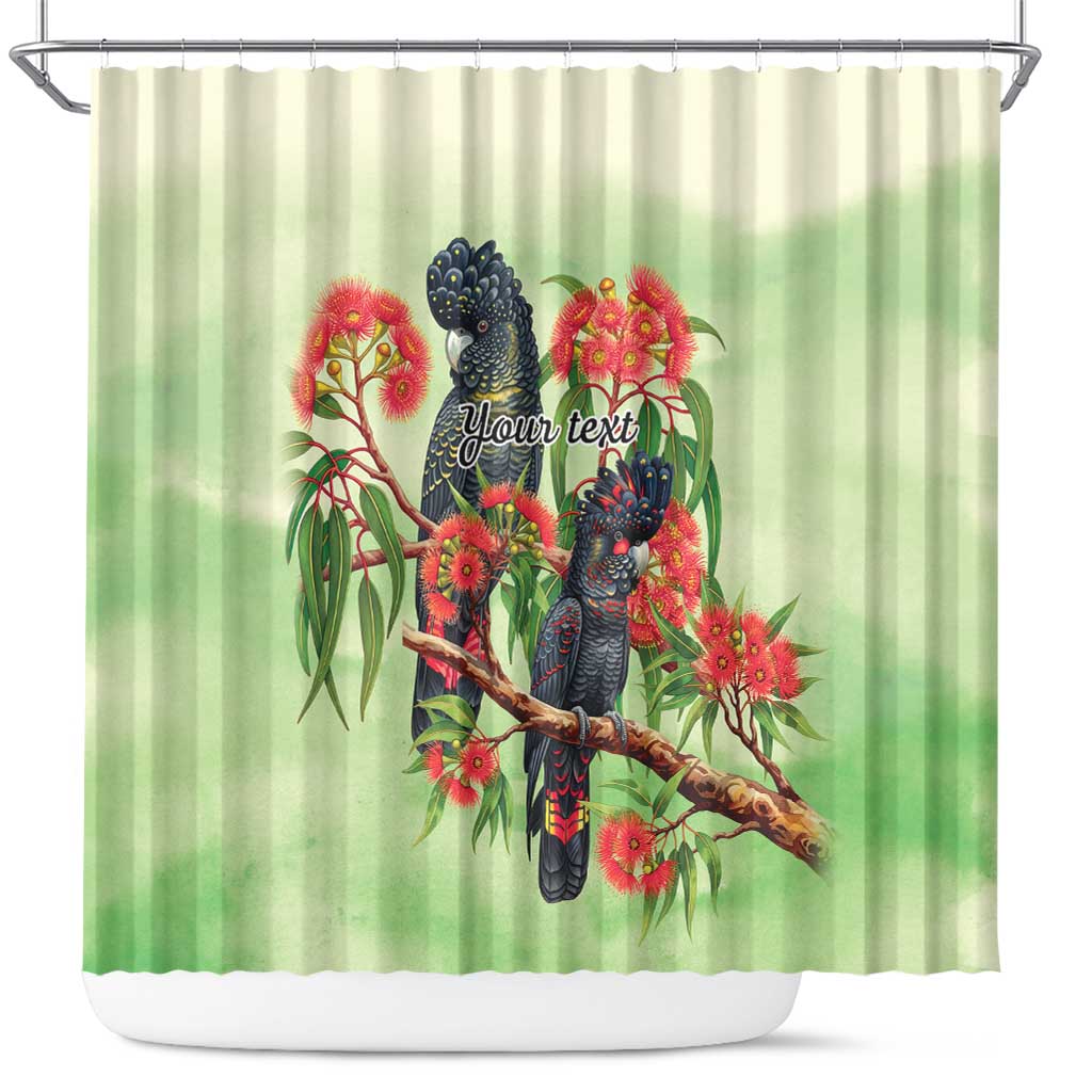 Australia Black Cockatoo and Eucalyptus Shower Curtain Green Spirit of Aussie Native Bird - Aussie Hoodie