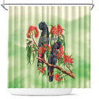 Australia Black Cockatoo and Eucalyptus Shower Curtain Green Spirit of Aussie Native Bird - Aussie Hoodie