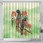 Australia Black Cockatoo and Eucalyptus Shower Curtain Green Spirit of Aussie Native Bird - Aussie Hoodie
