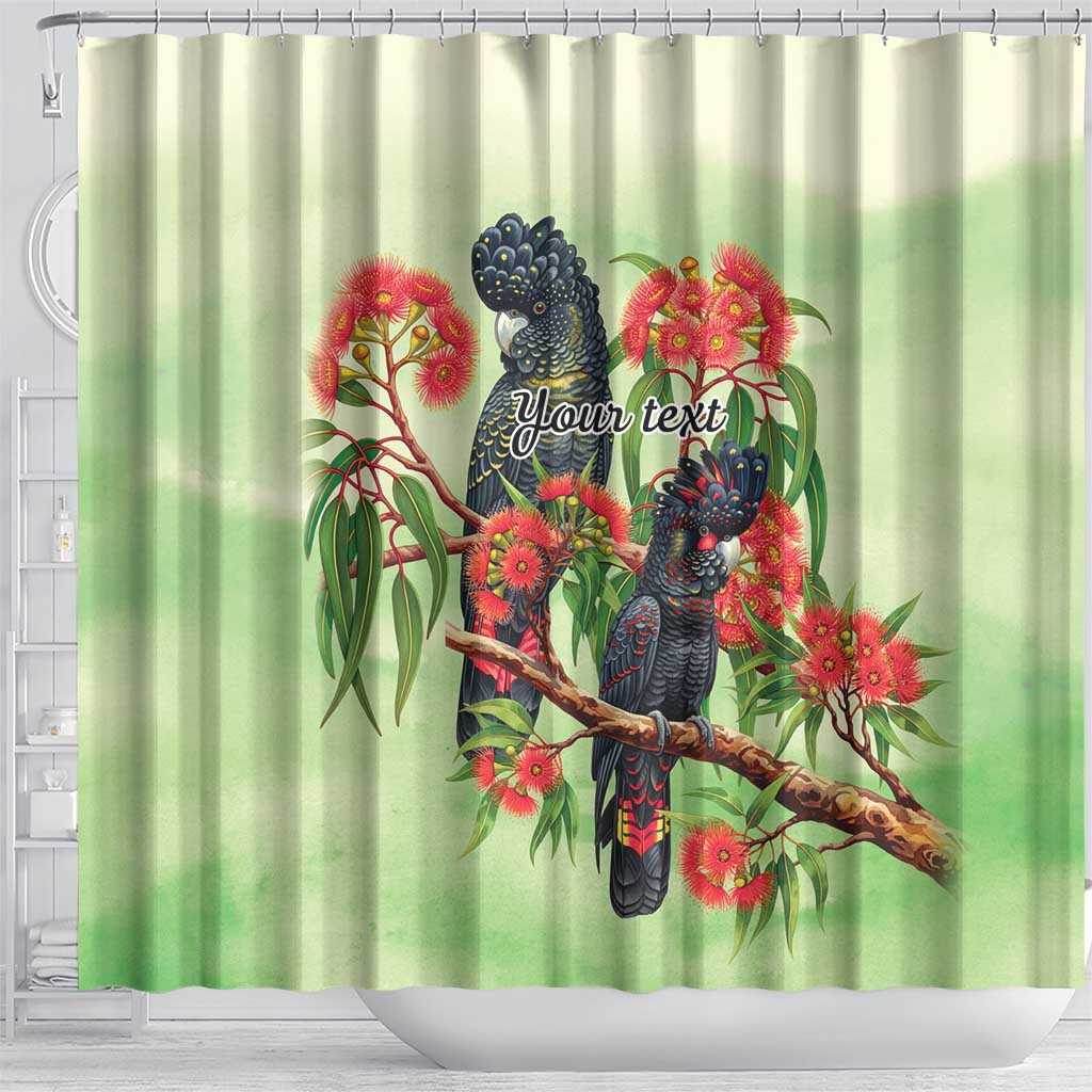 Australia Black Cockatoo and Eucalyptus Shower Curtain Green Spirit of Aussie Native Bird - Aussie Hoodie