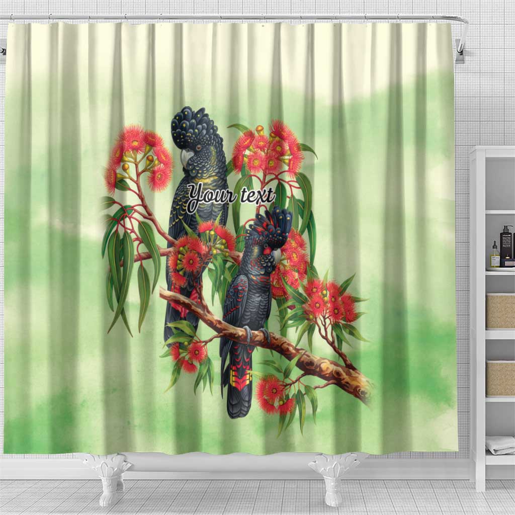 Australia Black Cockatoo and Eucalyptus Shower Curtain Green Spirit of Aussie Native Bird - Aussie Hoodie