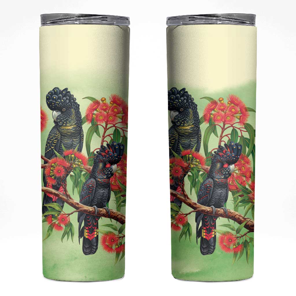 Australia Black Cockatoo and Eucalyptus Skinny Tumbler Green Spirit of Aussie Native Bird - Aussie Hoodie