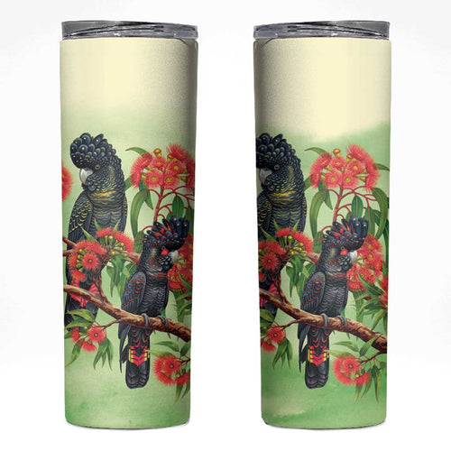 Australia Black Cockatoo and Eucalyptus Skinny Tumbler Green Spirit of Aussie Native Bird - Aussie Hoodie