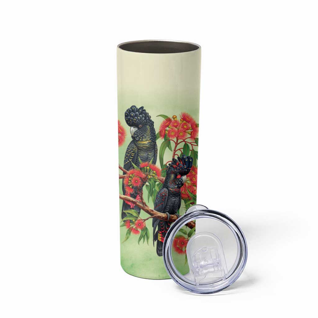 Australia Black Cockatoo and Eucalyptus Skinny Tumbler Green Spirit of Aussie Native Bird - Aussie Hoodie