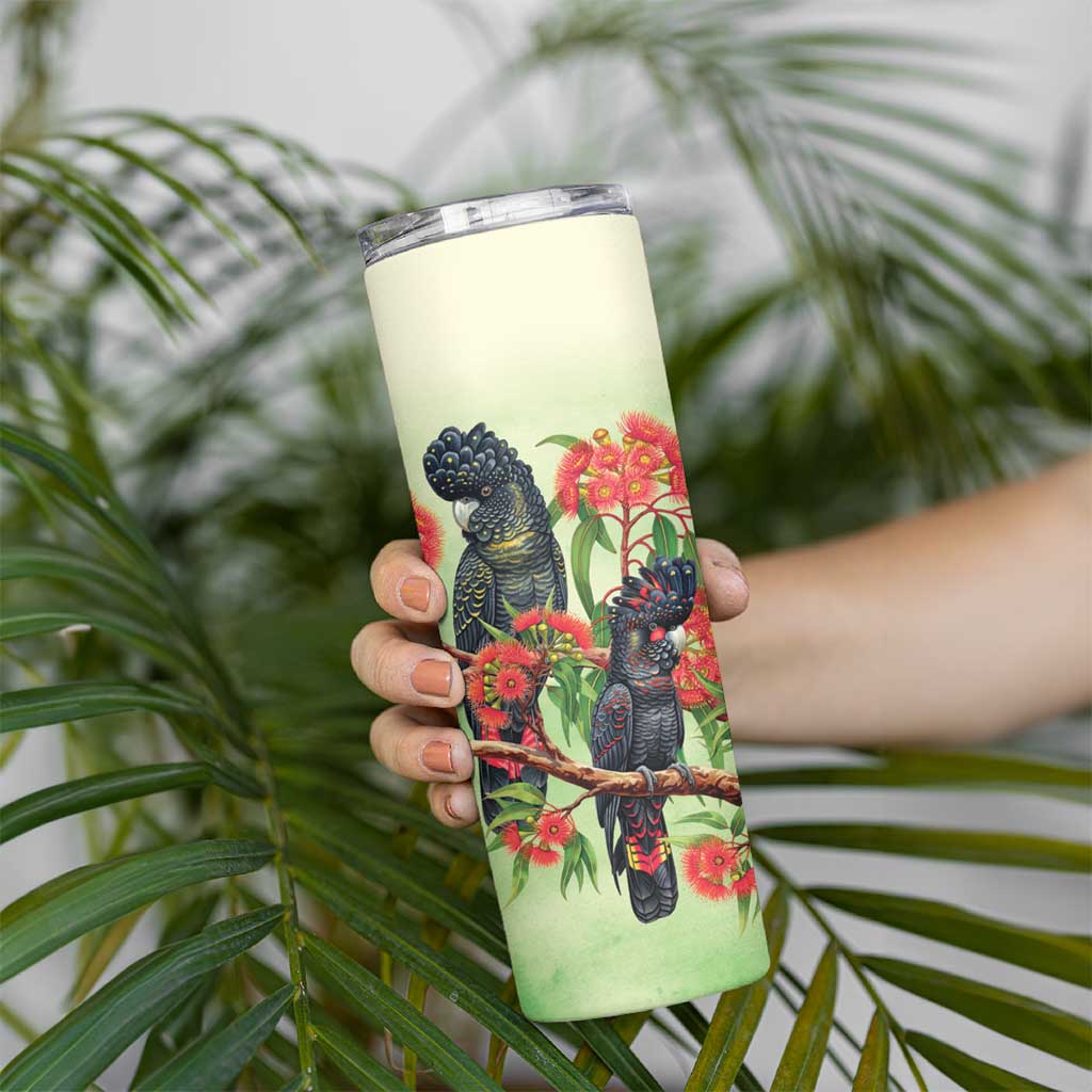 Australia Black Cockatoo and Eucalyptus Skinny Tumbler Green Spirit of Aussie Native Bird - Aussie Hoodie