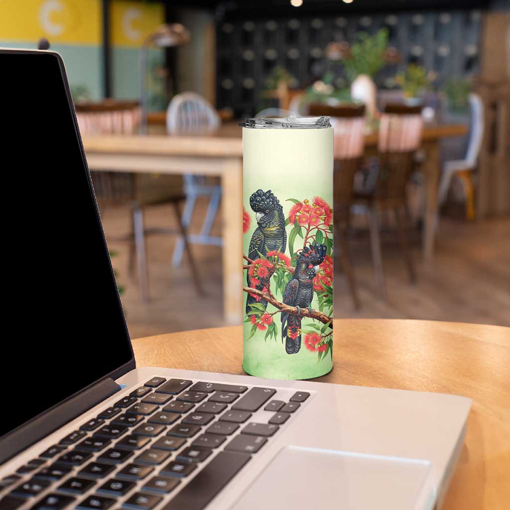 Australia Black Cockatoo and Eucalyptus Skinny Tumbler Green Spirit of Aussie Native Bird - Aussie Hoodie