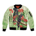 Australia Black Cockatoo and Eucalyptus Sleeve Zip Bomber Jacket Green Spirit of Aussie Native Bird - Aussie Hoodie
