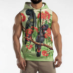 Australia Black Cockatoo and Eucalyptus Sleeveless Hoodie Green Spirit of Aussie Native Bird - Aussie Hoodie