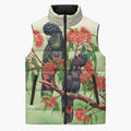 Australia Black Cockatoo and Eucalyptus Sleeveless Puffer Jacket Green Spirit of Aussie Native Bird - Aussie Hoodie