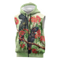 Australia Black Cockatoo and Eucalyptus Sleeveless Zip Hoodie Green Spirit of Aussie Native Bird LT9