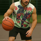 Australia Black Cockatoo and Eucalyptus Sleeveless Zip Hoodie Green Spirit of Aussie Native Bird LT9