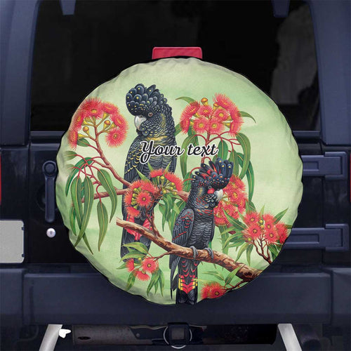 Australia Black Cockatoo and Eucalyptus Spare Tire Cover Green Spirit of Aussie Native Bird - Aussie Hoodie