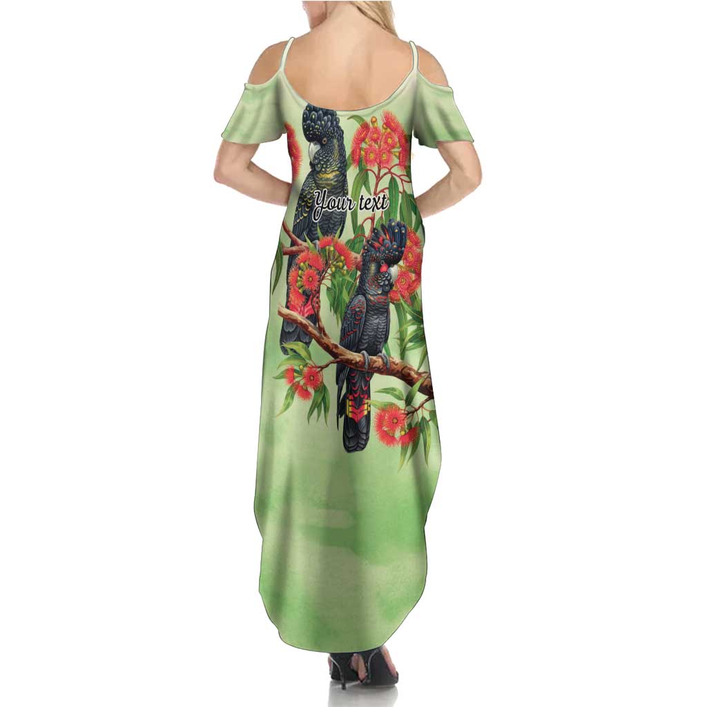 Australia Black Cockatoo and Eucalyptus Summer Maxi Dress Green Spirit of Aussie Native Bird - Aussie Hoodie