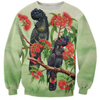 Australia Black Cockatoo and Eucalyptus Sweatshirt Green Spirit of Aussie Native Bird - Aussie Hoodie