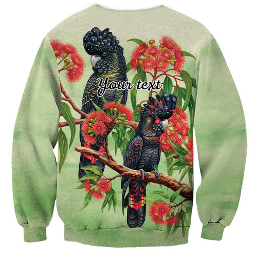 Australia Black Cockatoo and Eucalyptus Sweatshirt Green Spirit of Aussie Native Bird - Aussie Hoodie