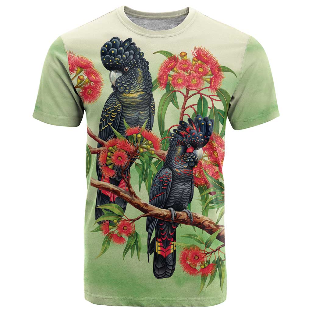 Australia Black Cockatoo and Eucalyptus T Shirt Green Spirit of Aussie Native Bird - Aussie Hoodie