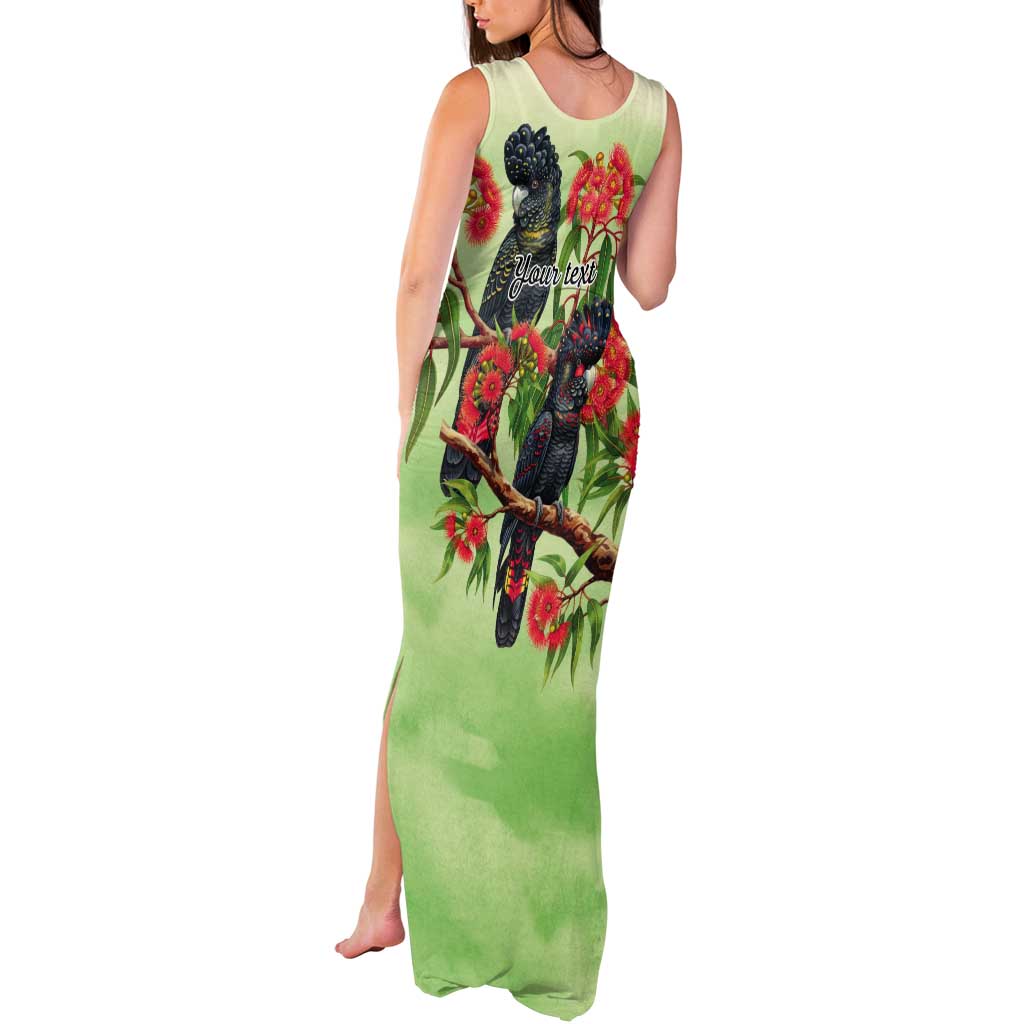 Australia Black Cockatoo and Eucalyptus Tank Maxi Dress Green Spirit of Aussie Native Bird - Aussie Hoodie