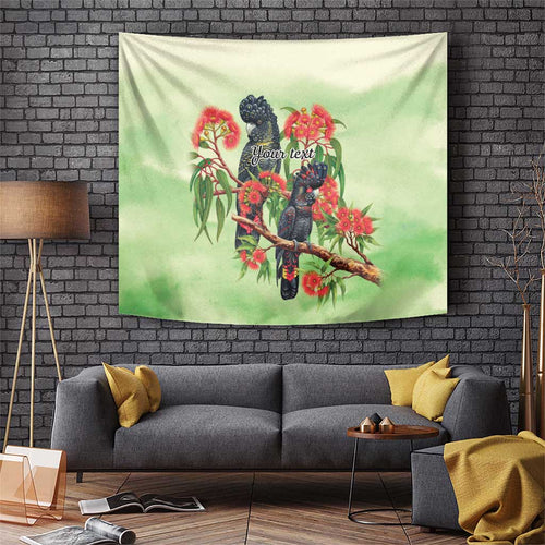 Australia Black Cockatoo and Eucalyptus Tapestry Green Spirit of Aussie Native Bird - Aussie Hoodie