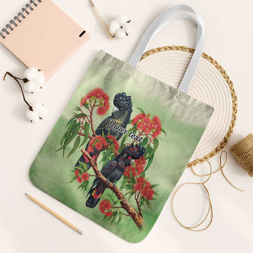 Australia Black Cockatoo and Eucalyptus Tote Bag Green Spirit of Aussie Native Bird - Aussie Hoodie