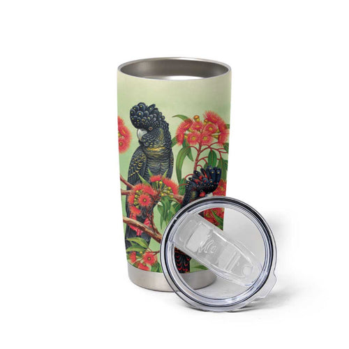 Australia Black Cockatoo and Eucalyptus Tumbler Cup Green Spirit of Aussie Native Bird - Aussie Hoodie