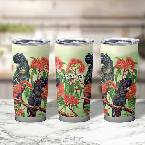 Australia Black Cockatoo and Eucalyptus Tumbler Cup Green Spirit of Aussie Native Bird - Aussie Hoodie